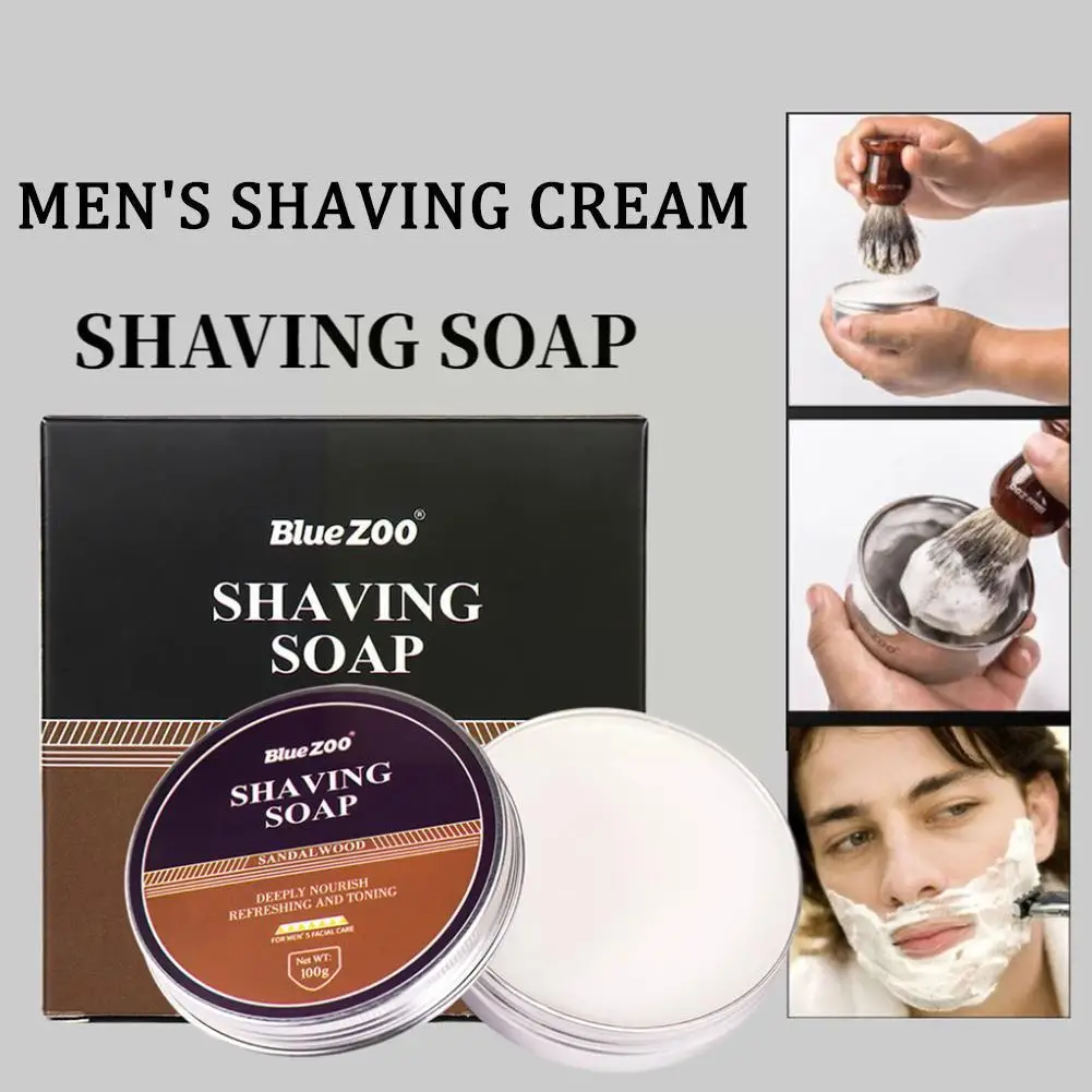 Крем для бритья для мужчин, 100 г, пена для ухода за мятным сандаловым деревом, мыло для бритья без раздражения, безопасное мыло для очистки S8s6