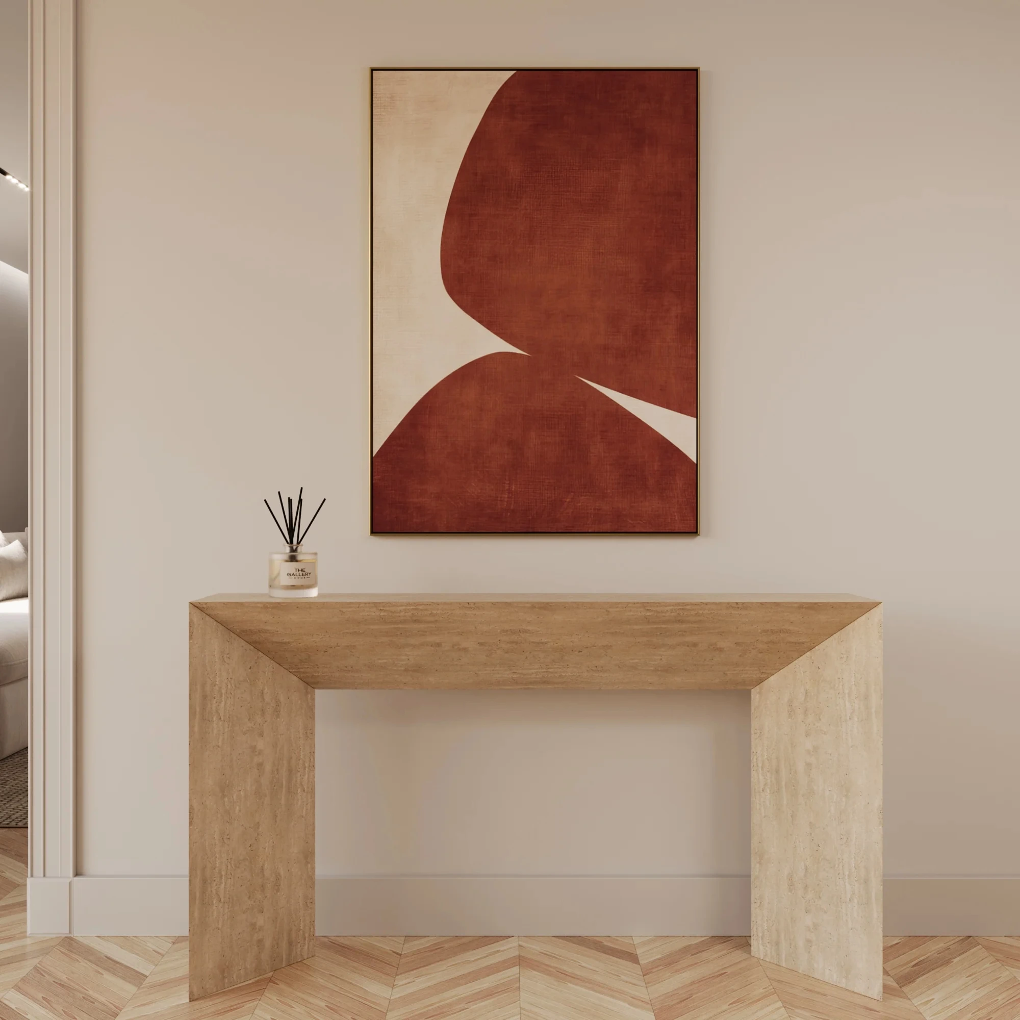 Фото Консольный стол из мрамора Camilla Rosso Levanto/Beige Travertine/Arabescato White - для отелей и вилл, с возможностью индивидуального размера, легко чистится №3