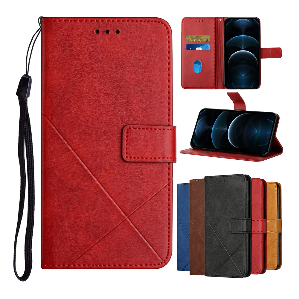 

For Sony Xperia 1 ii 5 iii 10 III Case Wallet Flip Cover with Card Holder Wrist Strap For iPhone 13 12 mini 11 Pro Max XR Coque
