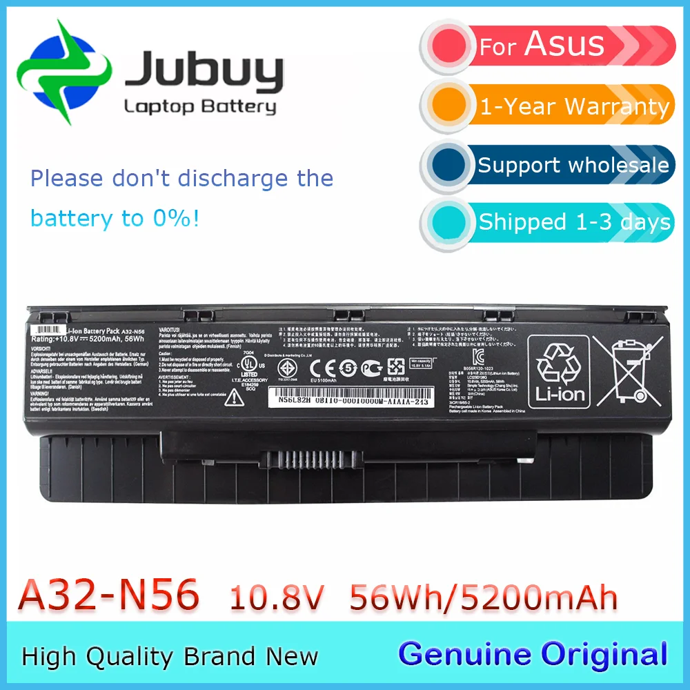 A32-N56 10 8 В 5200 мАч оригинальный аккумулятор для ноутбука Asus N46 N56 N76 R401VB R501VB R701VB G56JK G56JR