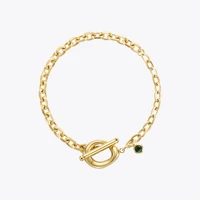 enfashion green stone bracelet for women stainless steel fashion jewelry gold color chain bracelets gift collier pulseras b2247
