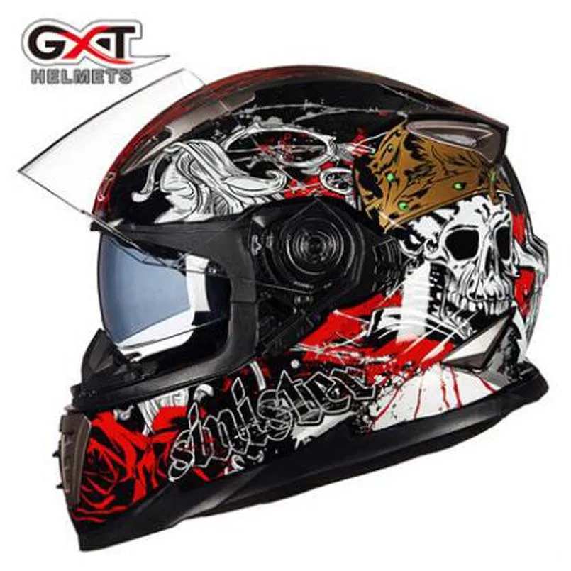 2022 Full Face Helmets Men Women Double Visor Lens Motorcycle Helmet GXT Fashion Classic Motocross Racing Casque Moto Capacete