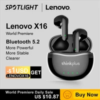 2022 new original lenovo x16 headphone bluetooth 5 2 tws wireless earbuds stereo sports earhook earphone with dual hd microphone