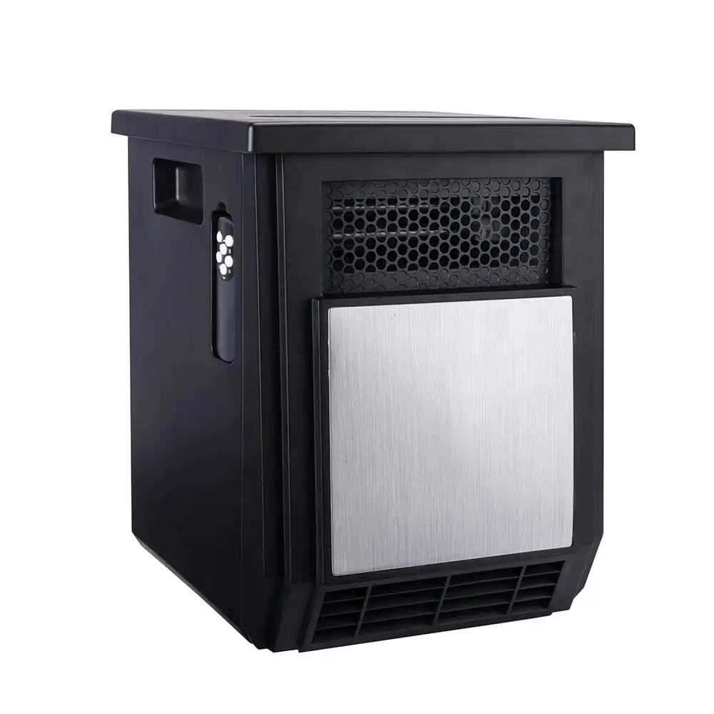 electric fireplace 1500W Freestanding 4- Infrared Cabinet Space Heater, Black with fire flame