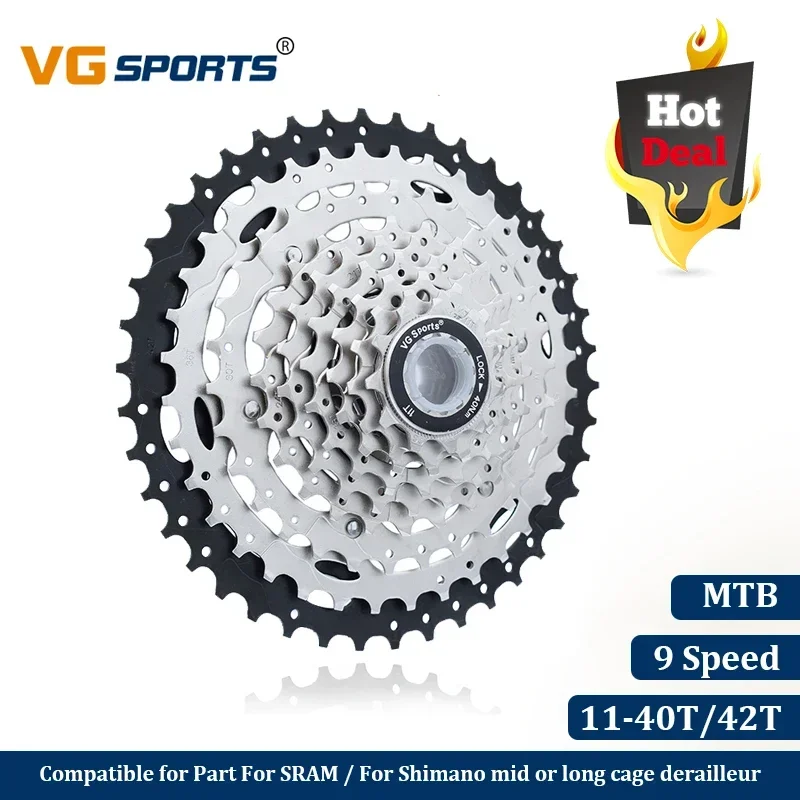 Фото VG спортивный горный велосипед MTB 9 скоростей кассета Velocidade S 40T 42T велосипедные запчасти кассета свободное колесо Звездочка Cdg Cog №1