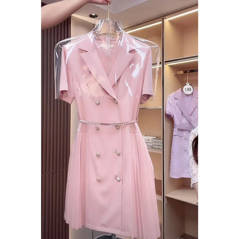 Женское платье с юбкой розовое в французском стиле для лета