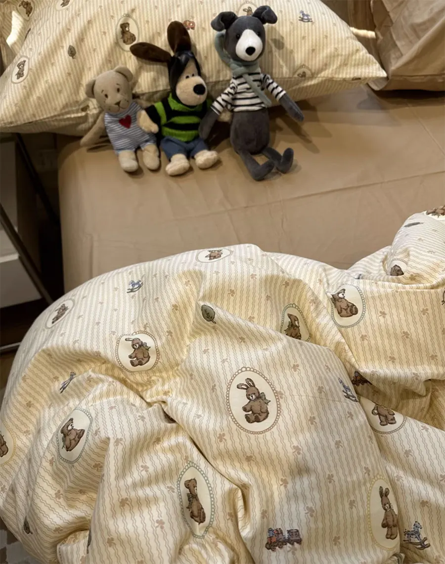 Винтажная Милая полоска в виде медведя двойная полноразмерная симпатичная Ретро