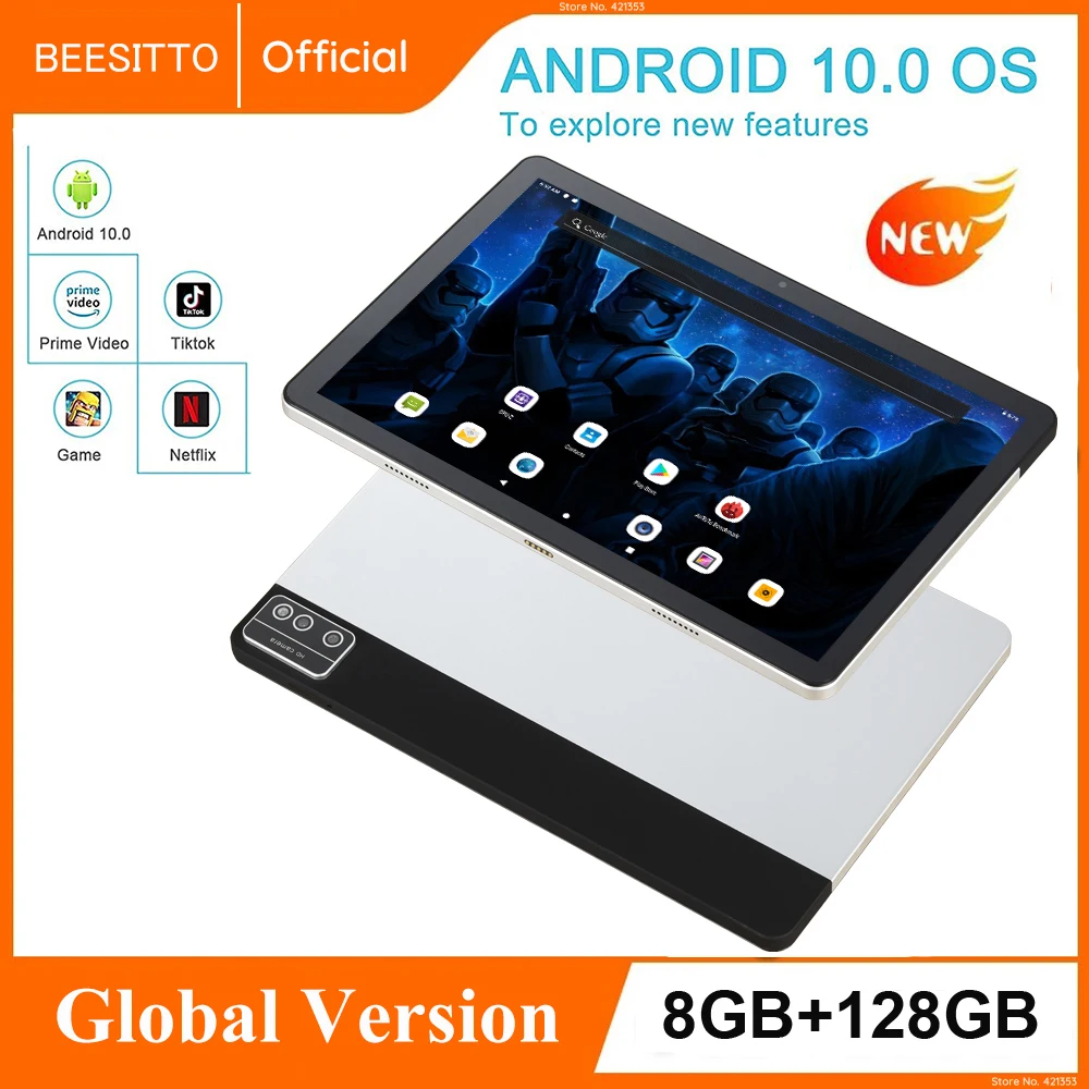 Original Tablet 10 inch MTK Octa-Core 1920x1200 IPS 8+128GB Android 10.0 Tablets Phone 4G LTE 2 IN 1 Laptops with Keyboard