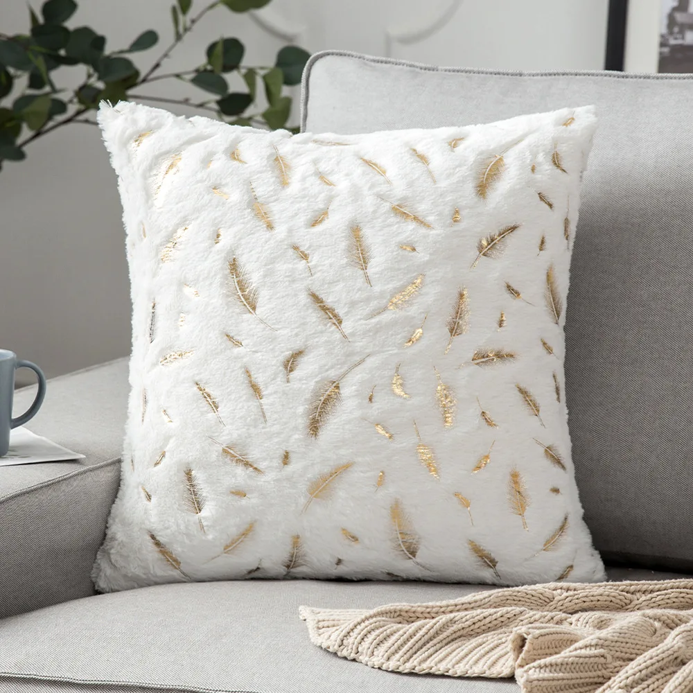 

Fashion Feather Fur Decorative Cushion Cover Home Plush Pillow Case Bed Room Pillowcases Decoration Sofa Throw Pillow covers