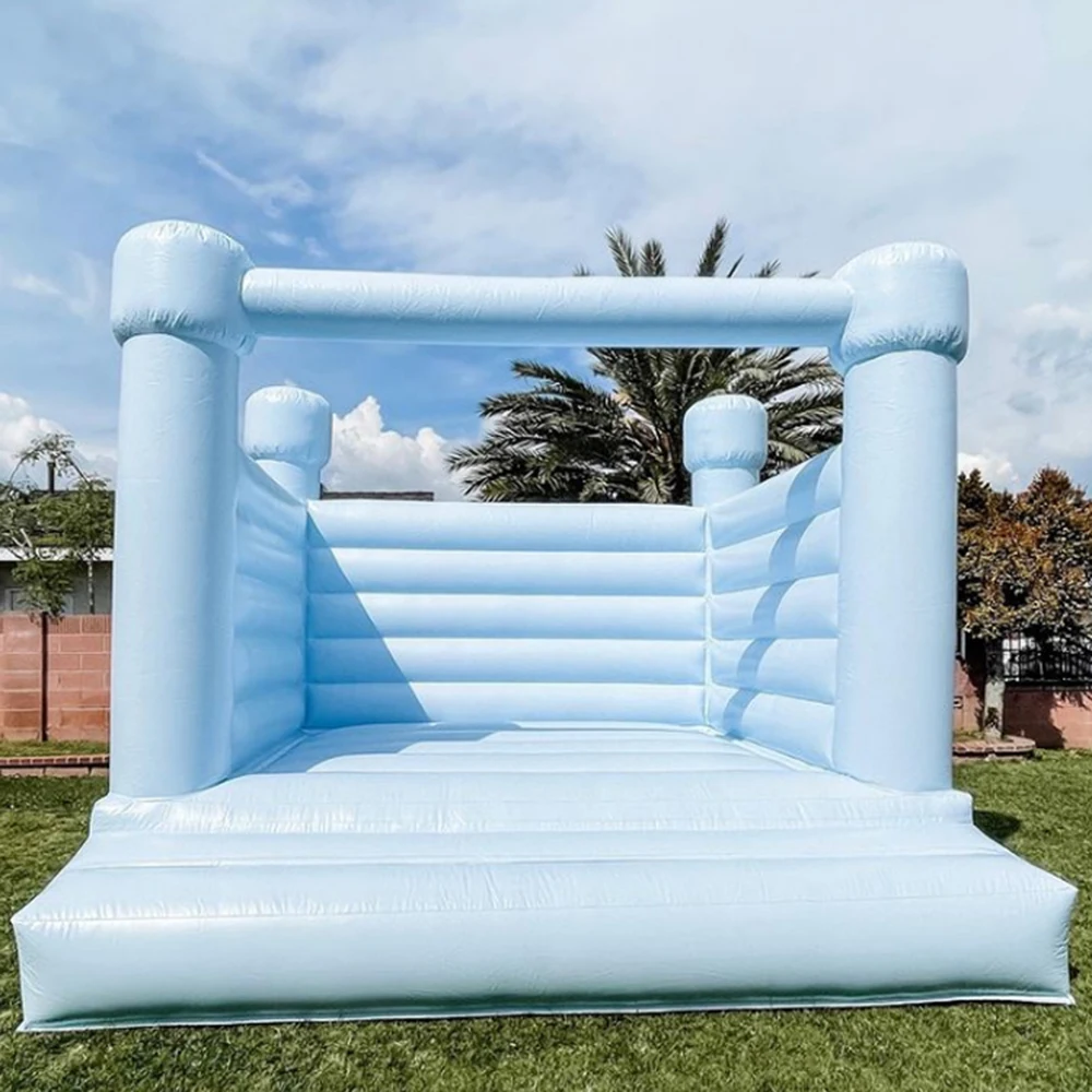 

Macaron light blue Bounce House For Wedding Inflatable White Bouncy House jumper Bounce Castle air Bouncer Combo For Kids Adults