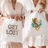 womens reusable shopping bags canvas shoulder bag ladies 2022 fashion handbags storage bag wild pattern casual tote for girls