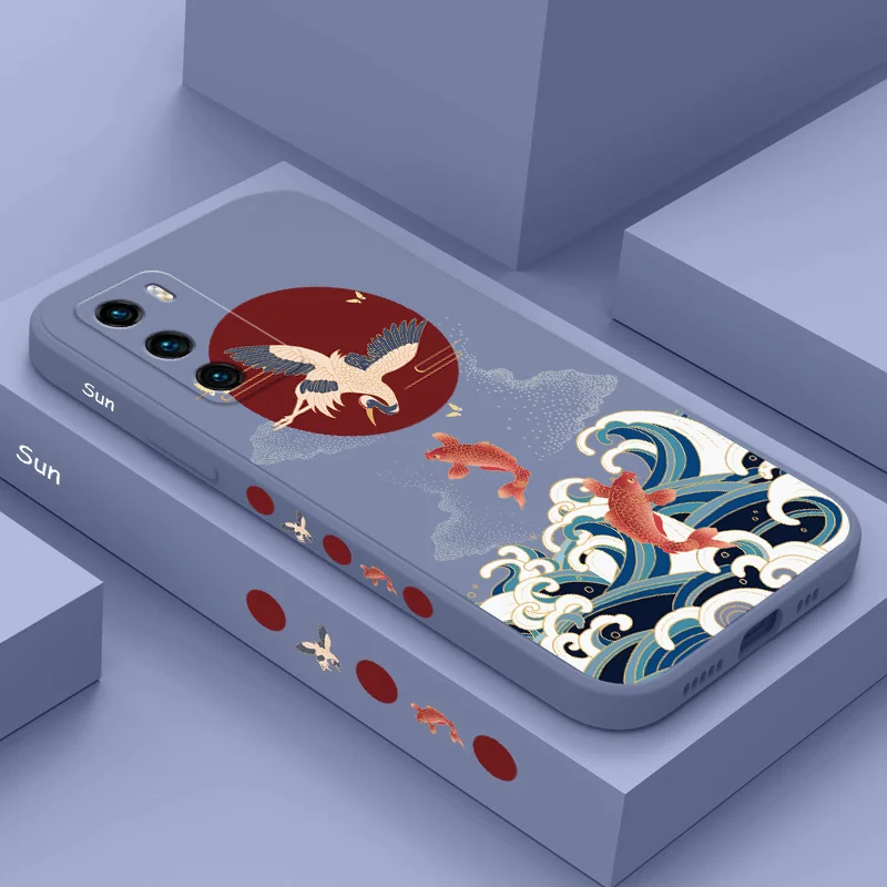 

Crane Fish Leap Phone Case For Huawei P40 P50 P30 P20 Pro Lite Nova 10 10SE 9 9SE Mate 50 50E 40 30 20 Pro Lite Cover