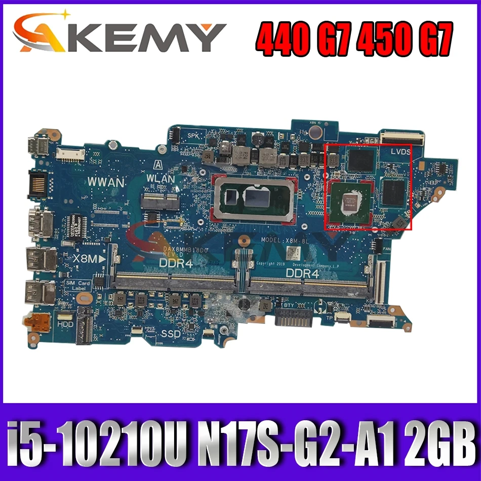 

Материнская плата для ноутбука HP ProBook 440 G7 450 G7, материнская плата DA0X8MMB6D0, 100% полностью протестированная W/ i5-10210U 2 Гб