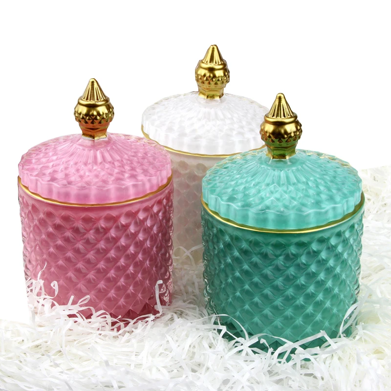 

Glass Candle Jars With Lid Colorful Soy Wax Jar Frosted Candle Cup Scented Candles Container Aromatherapy Soy Wax Holder