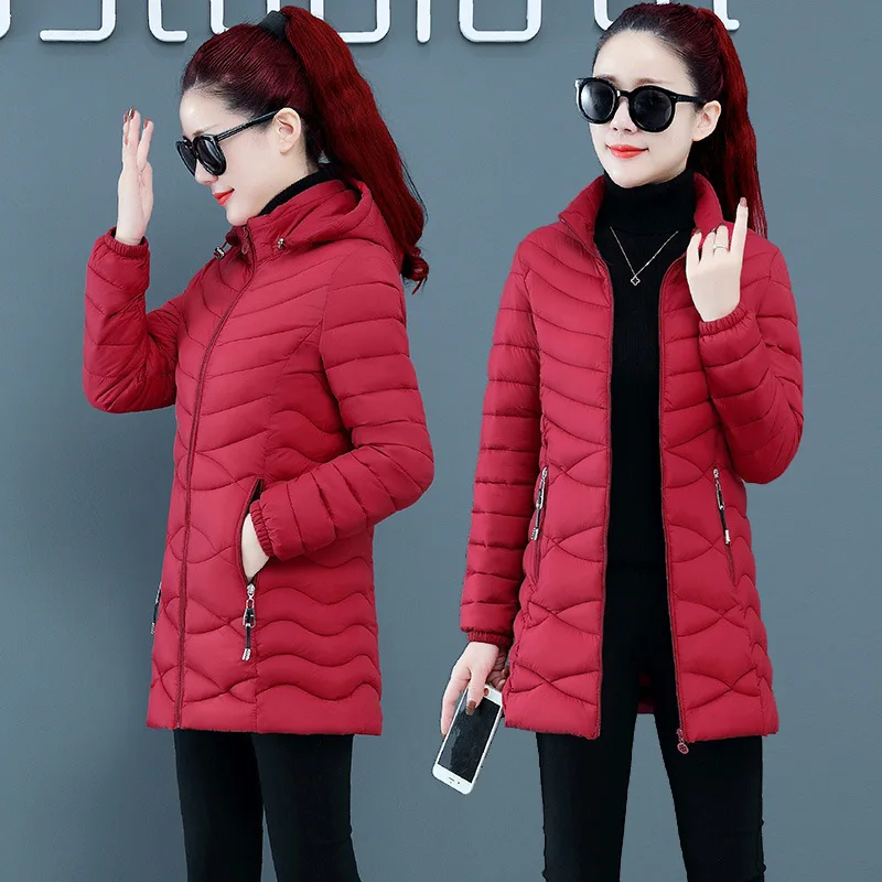 Women Cotton Jacket Parka Ultra-light Thin Down Coat 2022 Autumn Winter Slim Zipper Hooded Warm All Match Outerwear Clothing