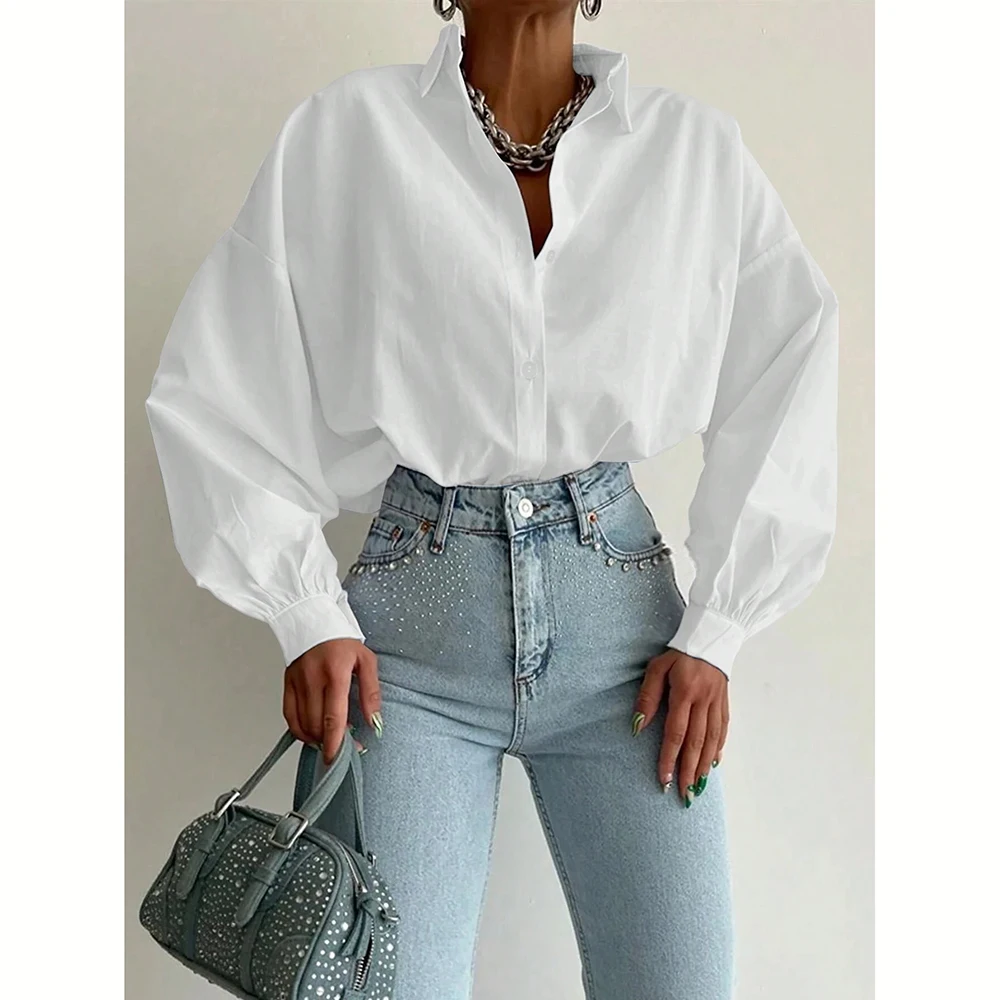 Mia Muse женские рубашки осень-зима элегантные приличные однотонные с длинным