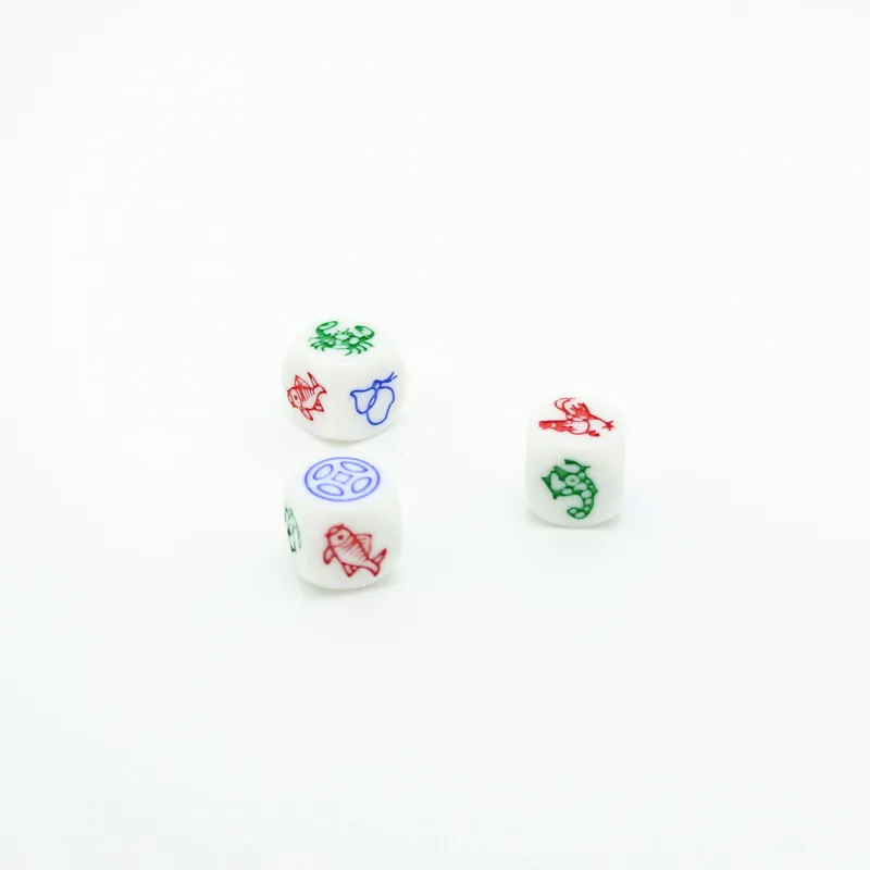 

Новый набор из ABS 16 мм резьба Рыба Креветки Краб игральные кости белый круглый угол высокое качество бутиковые кости