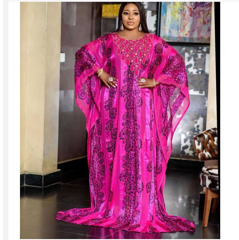 African Maxi Dresses For Women Abaya Dubai Turkey Muslim Fashion Print Chiffon Dress Kaftan Islam Clothing Robe Musulman Vestido