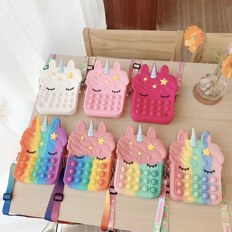 

New Rat Killing Pioneer Silicone Unicorn Zero Wallet Children's Decompression Puzzle Press Bubble Music Storage Bag Variety