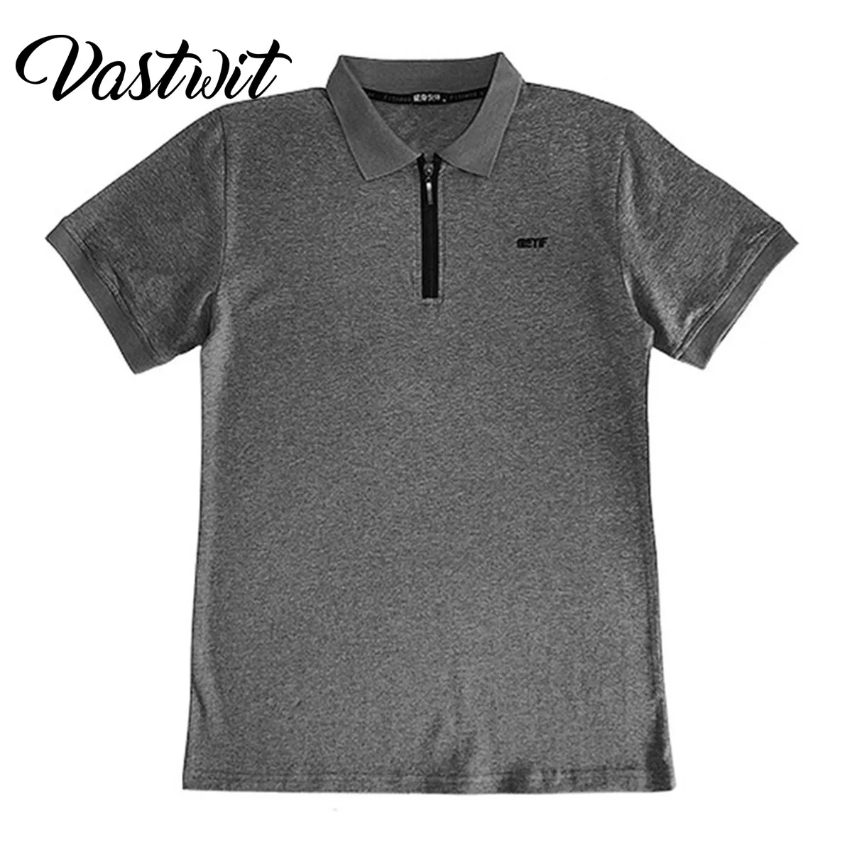 

Mens Fashion Lapel Zipper Shirts Short Sleeve Casual Stretchy Slim Cotton Shirt Tops
