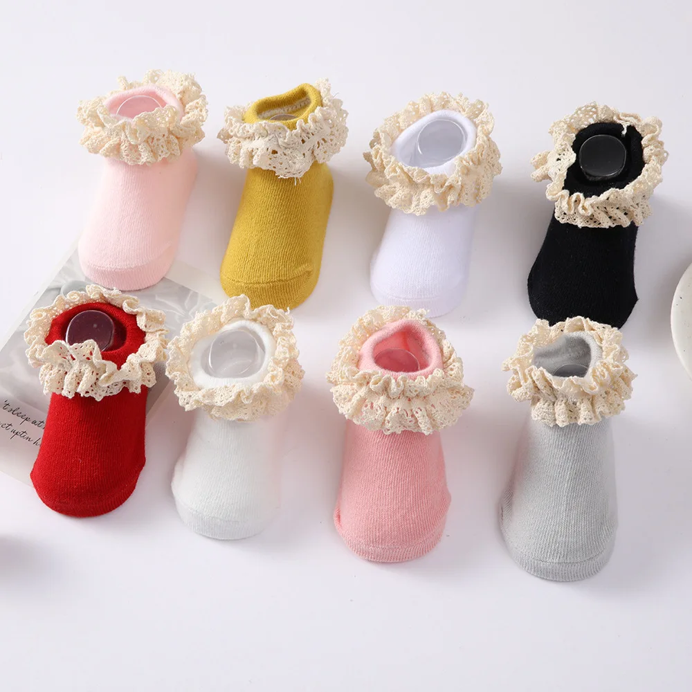 

Newborn Indoor Cotton Lace Socks Infant Anti Slip Socks Baby Girl Socks Rubber Soles Baby Girl Floor Socks Spring Autumn