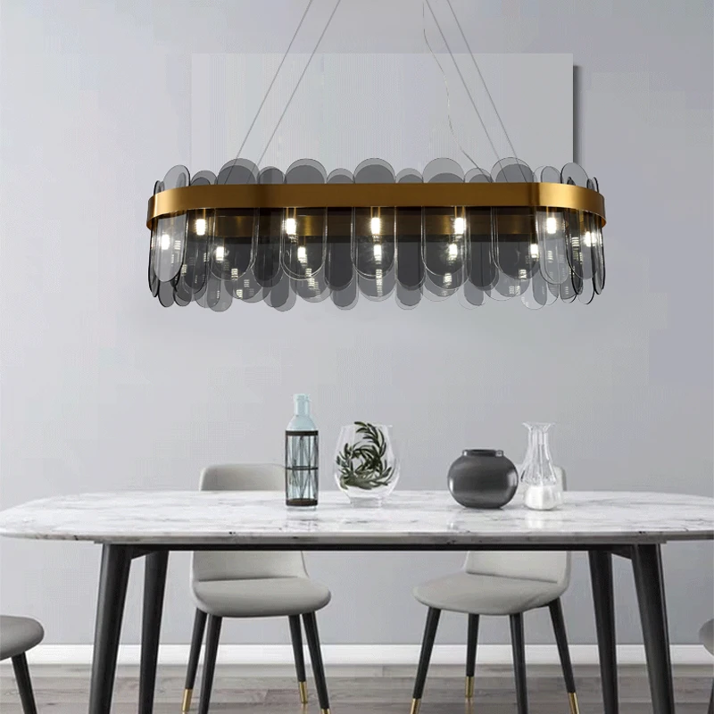 Nordic postmodern fashion minimalist restaurant creative crystal chandelier living room bedroom kitchen lamp round glass lamps