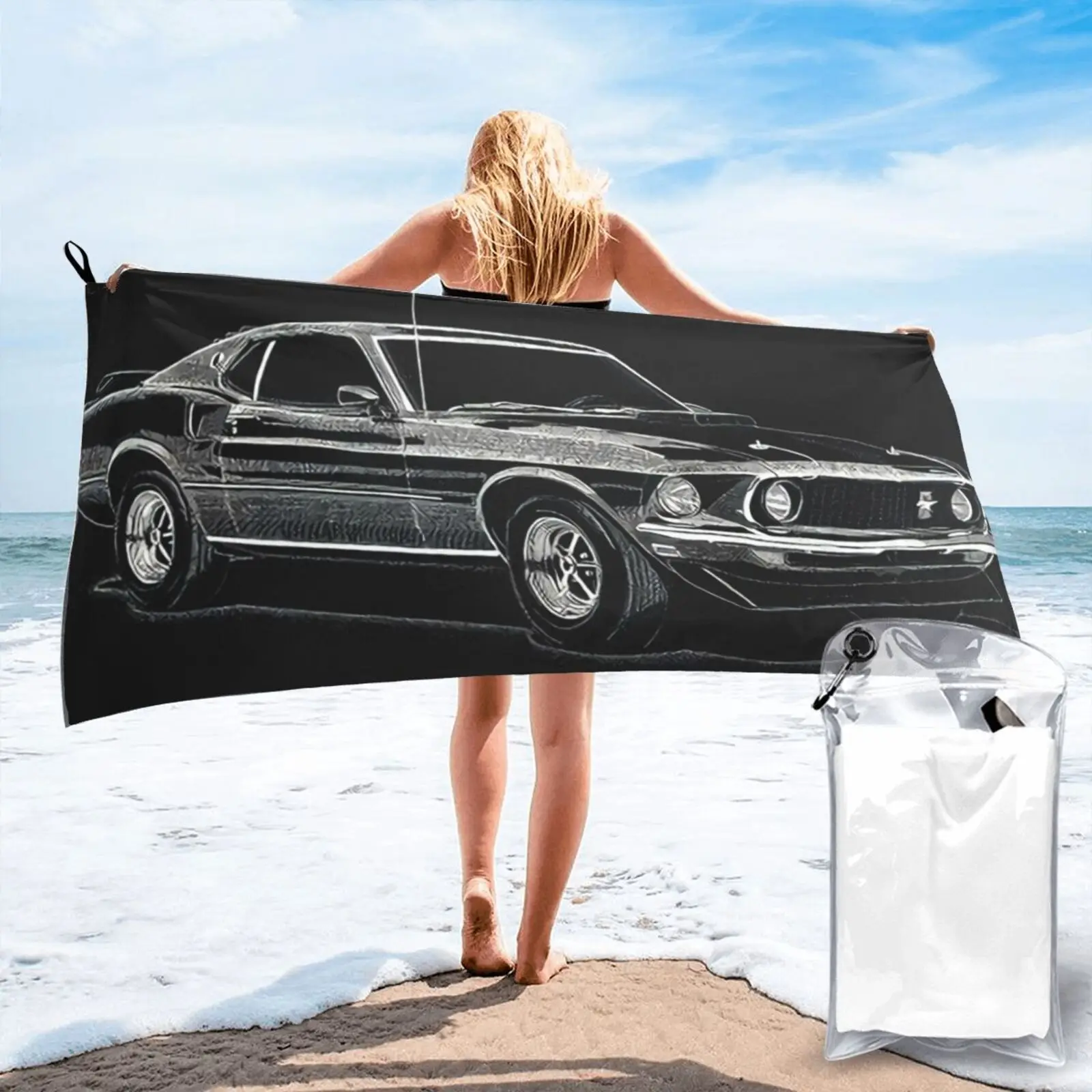

11Foord Mustang Mach 1 1969 стильное пляжное полотенце, пляжный халат, женский халат, женское Большое банное полотенце
