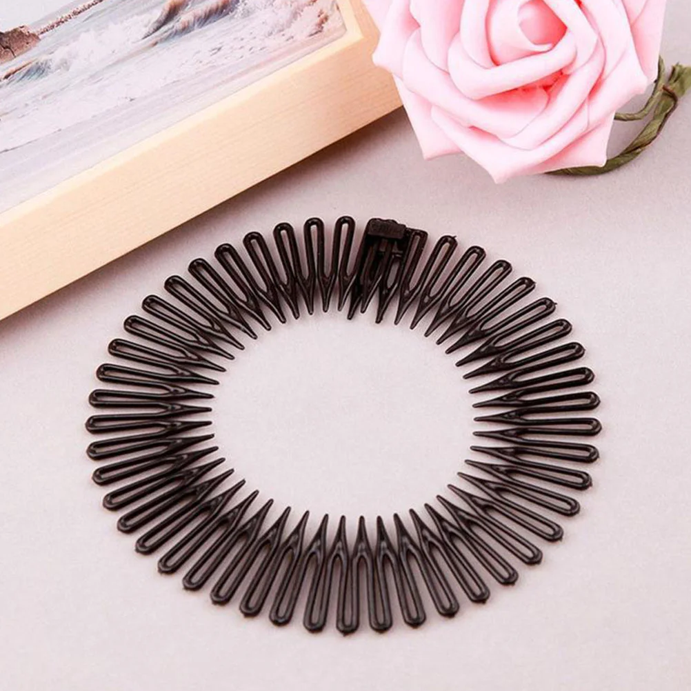 

Comb Headbands For Women Cute Fashion Rice Powder Comb Spring Insert Full Wavy Headband Hairband 90s Accessories Stretch