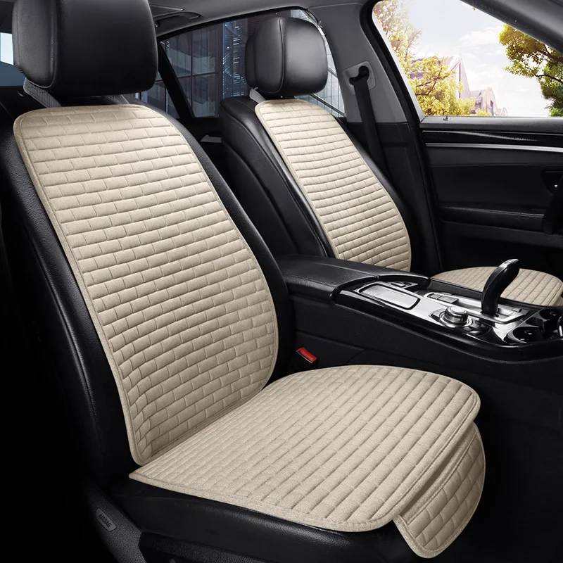 

Luamaty Luxury Car Seat Cover Front + Backrest Flax Seat Protect Cushion Automobile Seat Cushion Protector Pad Car Covers Mat