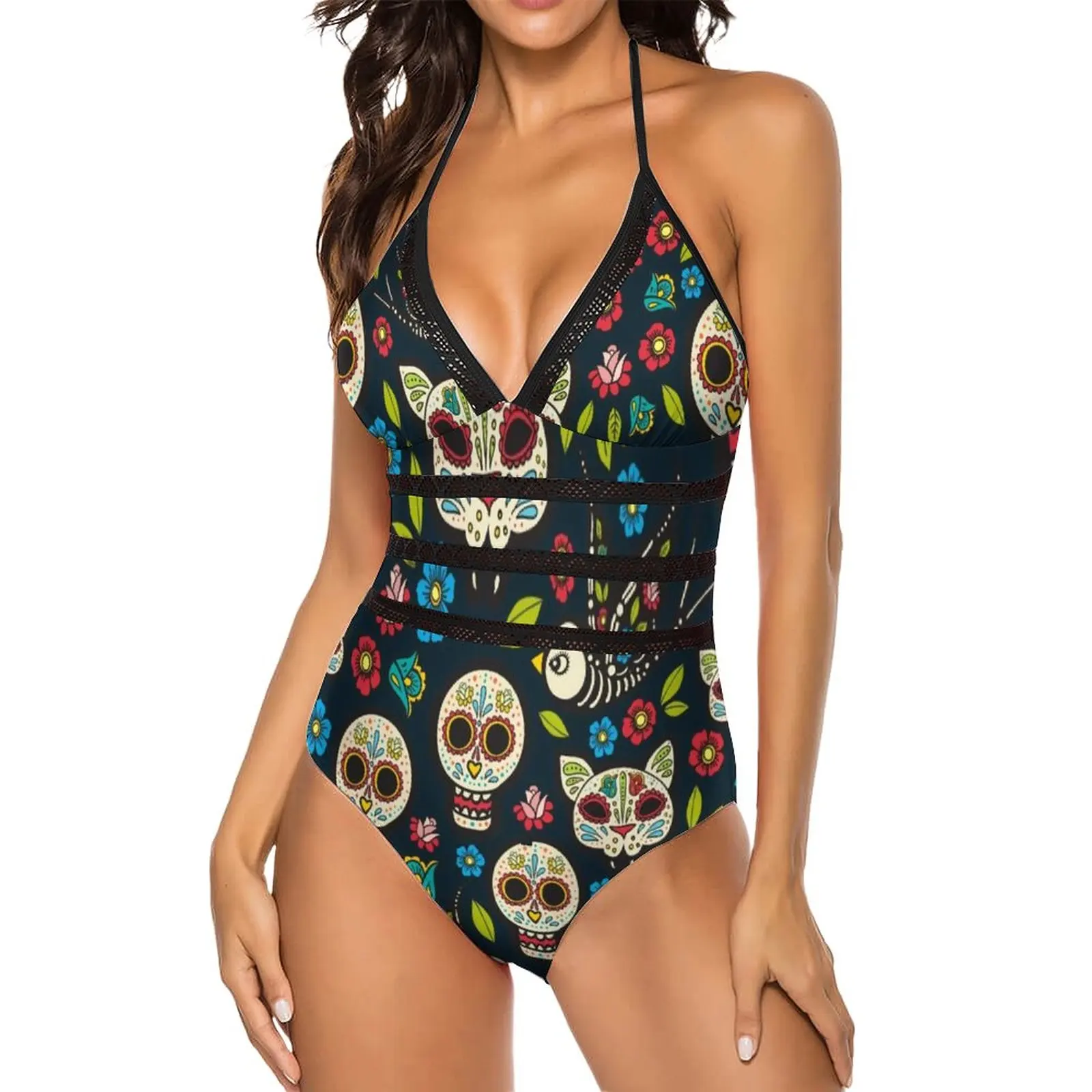 Купальник на Хэллоуин День мертвых мексиканский традиционный праздник черепа