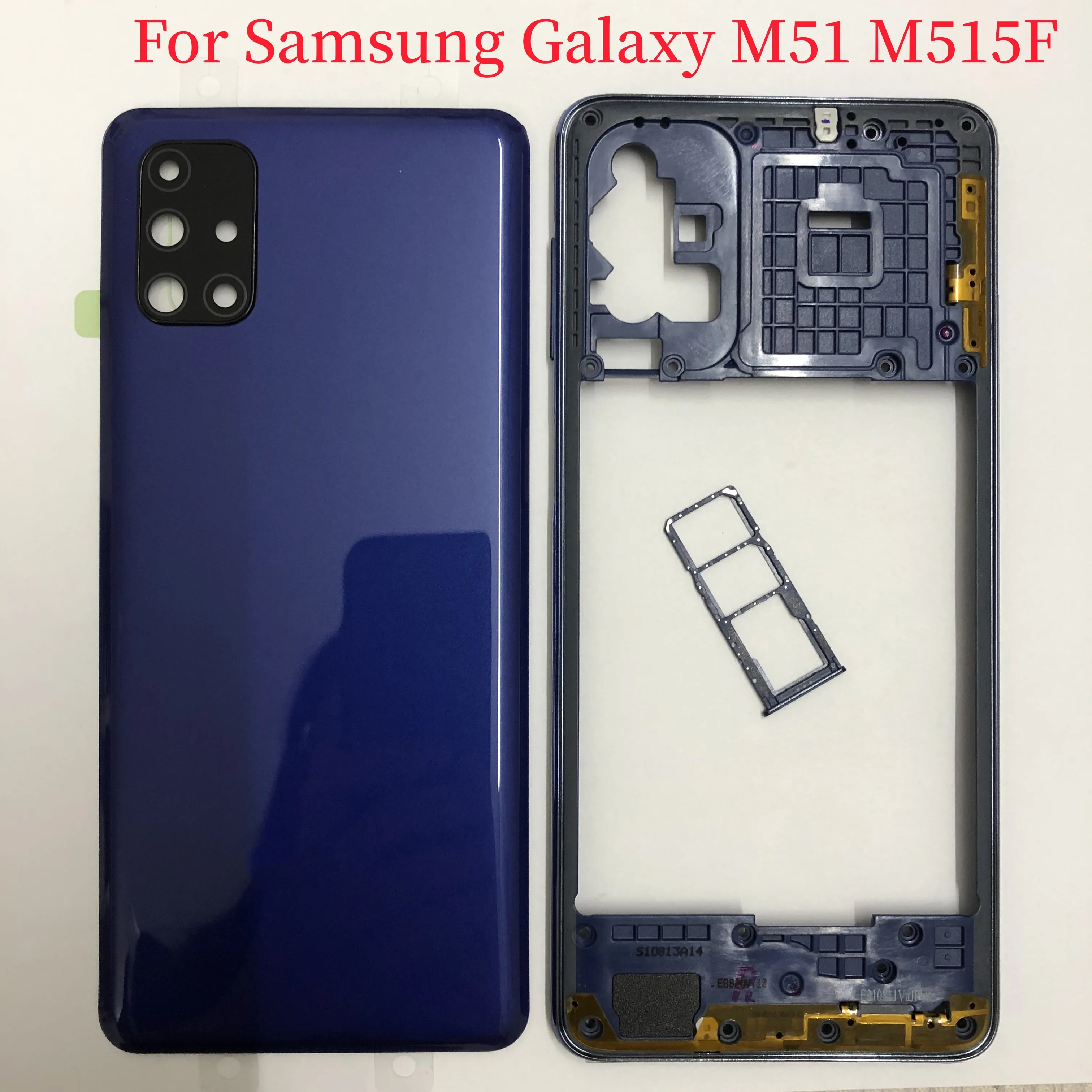 

Original For Samsung Galaxy M51 M515F Middle Frame Plate Bezel For Samsung M51 Battery Cover Back Cover Rear Door With Lens