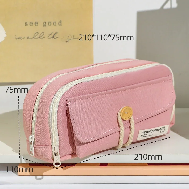 

Пенал большой емкости, сумка-карандаш, милая косметичка, холст, пенал, студенческие принадлежности, школьные аксессуары, подарок