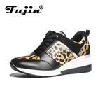 Женские кроссовки с леопардовым принтом Fujin, сетчатые дышащие кроссовки на танкетке с круглым носком, с леопардовым принтом, для отдыха, осень-весна 2020