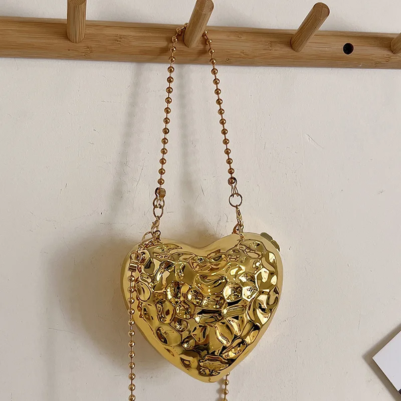 2024 новые акриловые золотые и серебряные мини-клатчи в форме сердца кошелек с