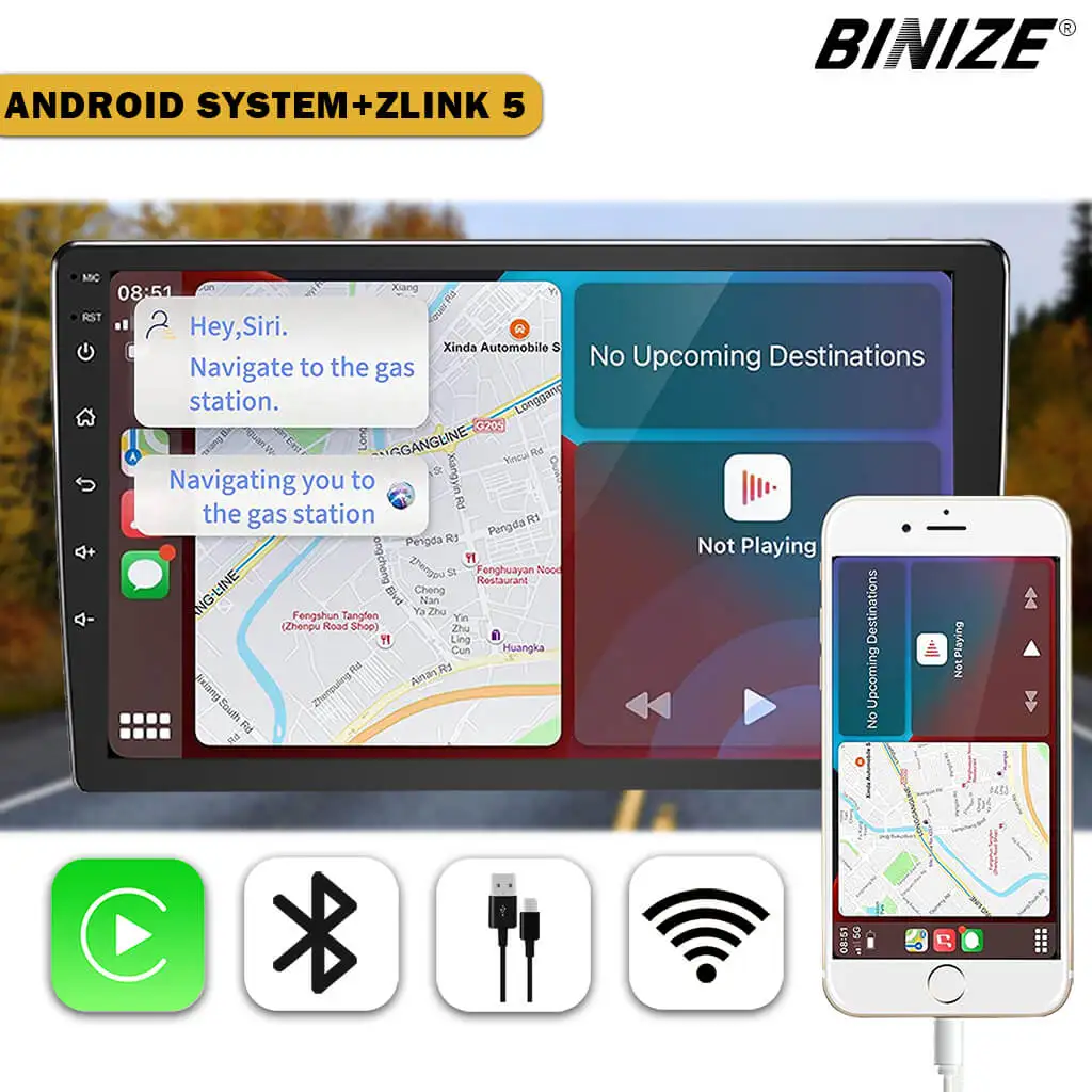 

Binize 10-дюймовая 2Din Система Android автомобильное радио стерео с беспроводным Apple Carplay Android автомобильный сенсорный экран