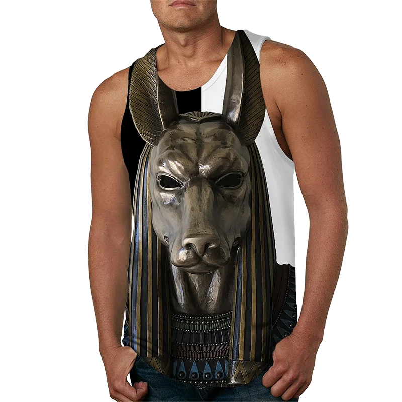 

Футболка мужская с принтом Фараона, модная тенниска без рукавов, быстросохнущая майка в уличном стиле, повседневный Свободный Топ с круглым вырезом, лето