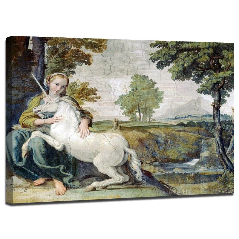 

The Maiden And The Unicorn Medieval Mythology Renaissance Style Canvas Wall Art By Ho Me Lili For Livingroom Home Decor