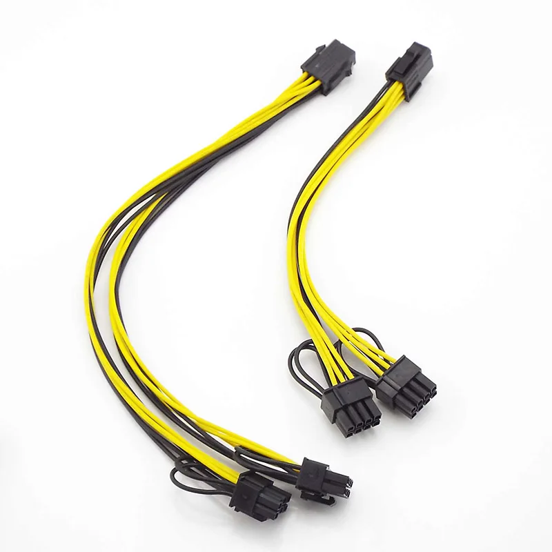 

10x PCI-E 6-pin to Dual 6+2-pin (6-pin/8-pin) Power Splitter Cable Graphics Card PCIE PCI Express 6Pin to Dual 8Pin Power Cable