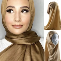 women muslim satin silk hijabs with inner caps instant satin crinkle hijab with under bonnet inner cap scarf headband scarves