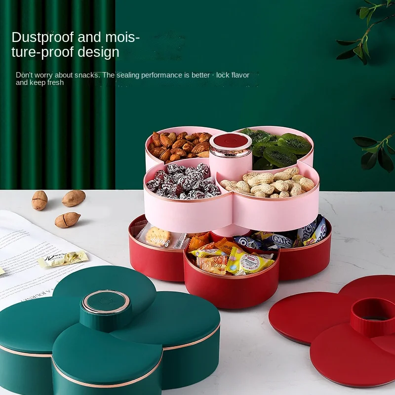 

Light luxury wind rotating fruit plate wedding double-layer compartment snack plate living room dried fruit box fruit plate