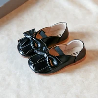 solid black girls bow cute elastic band kids fashion 2022 spring square toe children sweet school shoes flat mary janes flat new