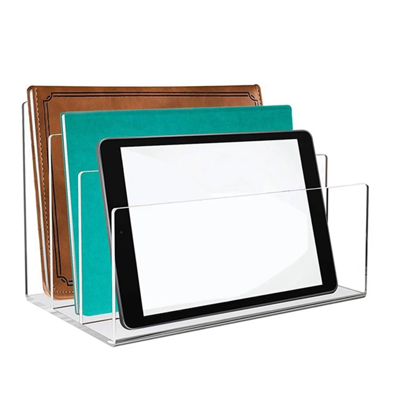 

2 Pcs Transparent Desk Sorting Organizer 3 Compartments Acrylic File Rack Transparent File Sorter Desktop File Manager