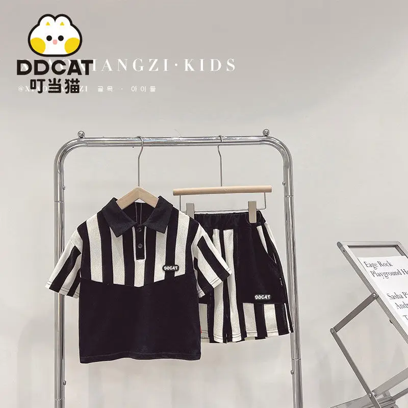 Boys' Summer Short Sleeve Suit 2022 New Baby Boy Clothes Children Handsome Two-Piece Suit