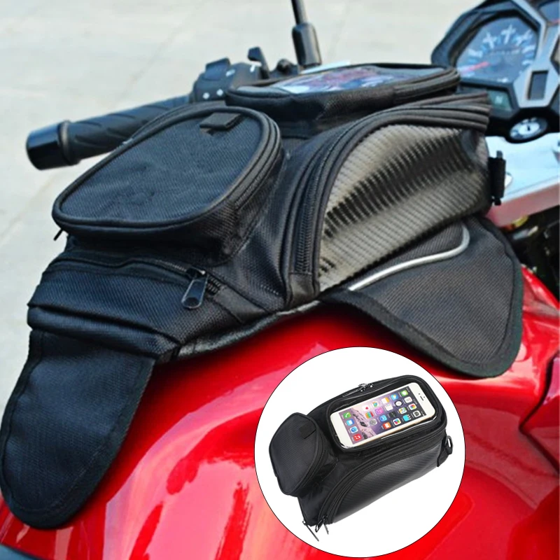 

Motorcycle Fuel Bag Mobile Phone Navigation Tank Bag Package with Fixed Straps Motorbike Oil Bag Multifunctional Magnetic