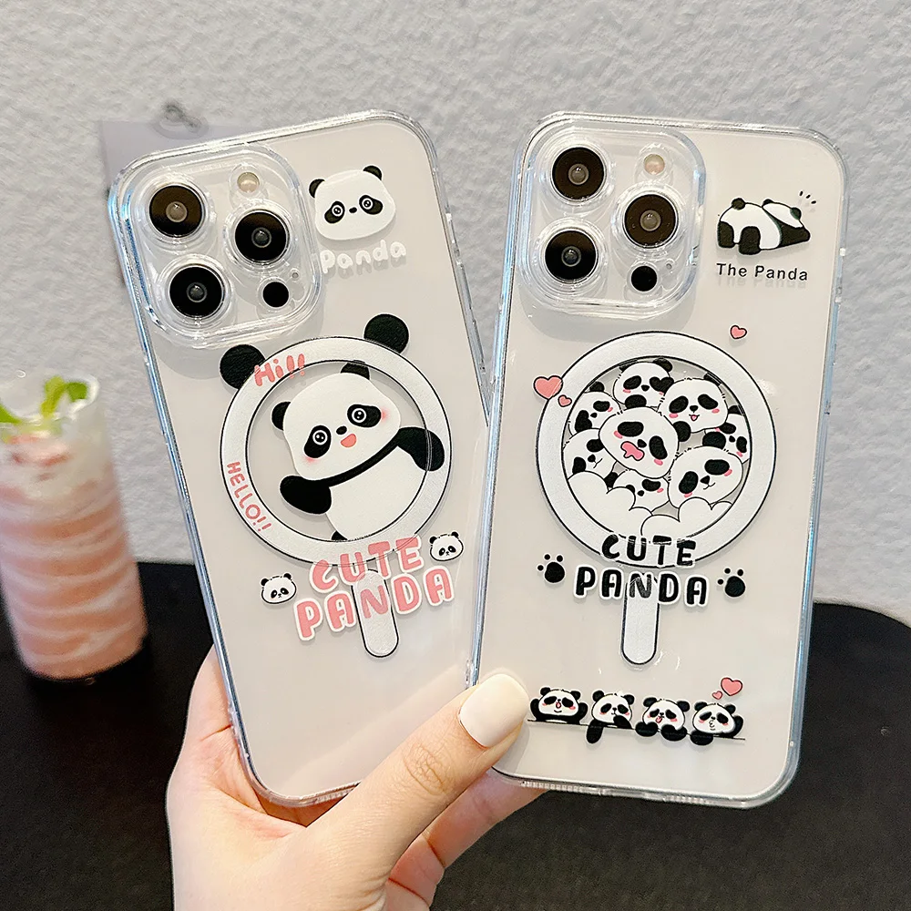 

Мультяшный Магнитный чехол для телефона iPhone 15, чехол для Iphone 11, 15, 14, 12, 13 Pro Max, 15, 14 Plus, прозрачный силиконовый чехол с животными