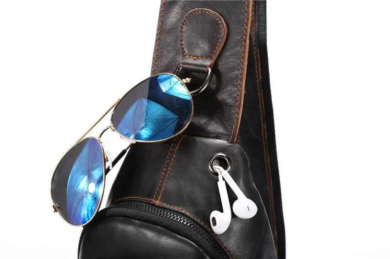 Fashion retro luxury first layer cowhide youth small chest bag outdoor daily sports multi-pocket genuine leather messenger bag