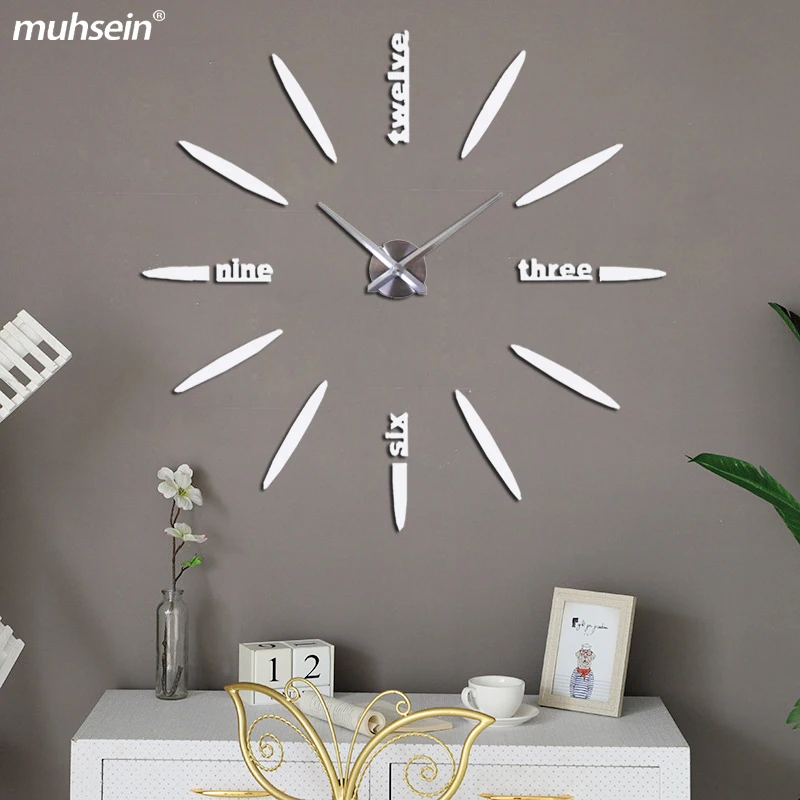Домашний декор, настенные часы, большие размеры, бесшумные кварцевые часы, 3D наклейки на стену «сделай сам», часы для украшения офиса, зала, гостиной