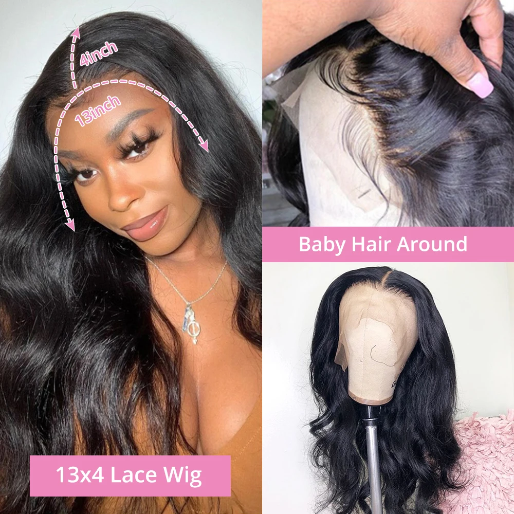 30 Inch Transparent Lace Closure Front Wig Body Wave Lace Frontal Human Hair Wigs Brazilian Water Wavy 4x4 Lace Closure Wig 180%