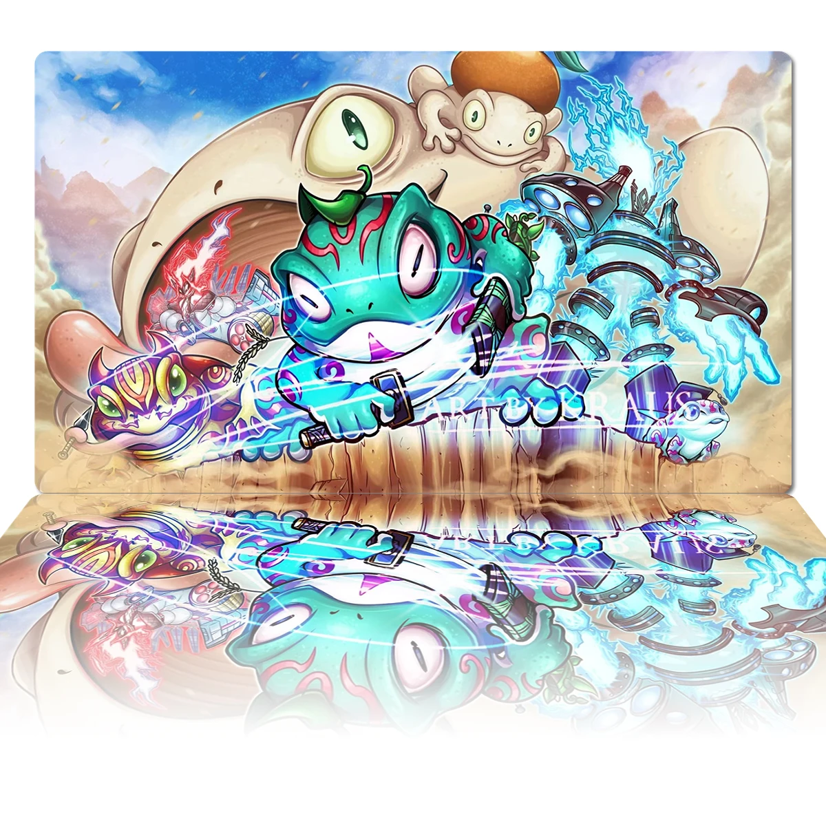 

YuGiOh Playmat Spright X Frogs TCG CCG Board Game Trading Card Game Mat Gaming Accessories Anime Mouse Pad Custom Desk Mat & Bag