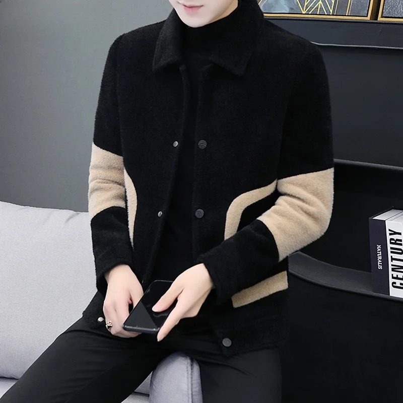 Осенне-зимняя толстая мужская куртка с лацканами в Корейском стиле модная